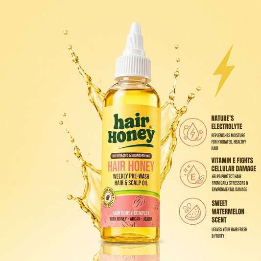 Close-up of Hair Syrup Watermelon Oil - Pre-Wash Treatment for Dry Hair showcasing its vibrant packaging.